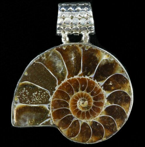 Ammonite Fossil Pendant - Sterling Silver #38051
